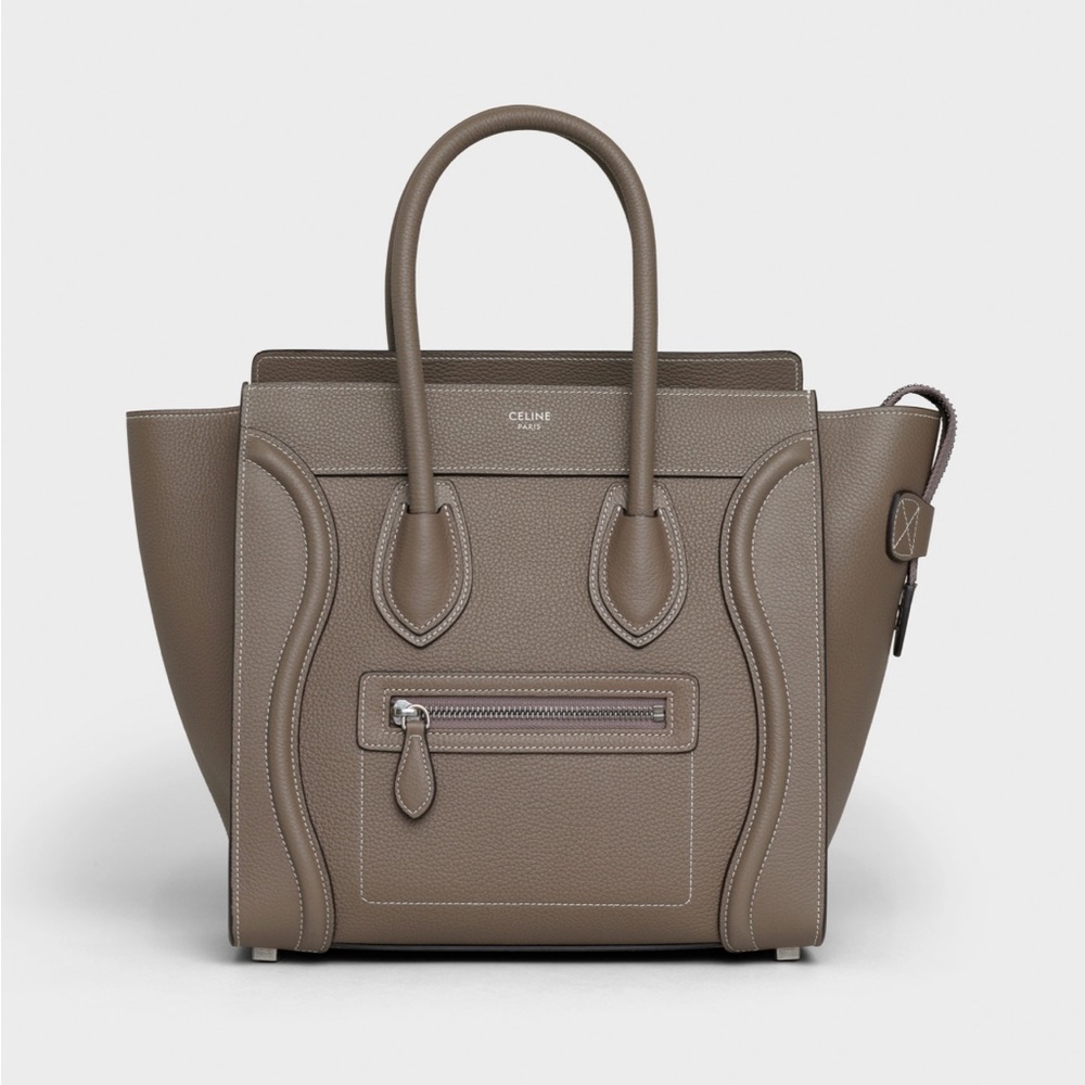 Celine MICRO LUGGAGE HANDBAG IN DRUMMED CALFSKIN - SOURIS
